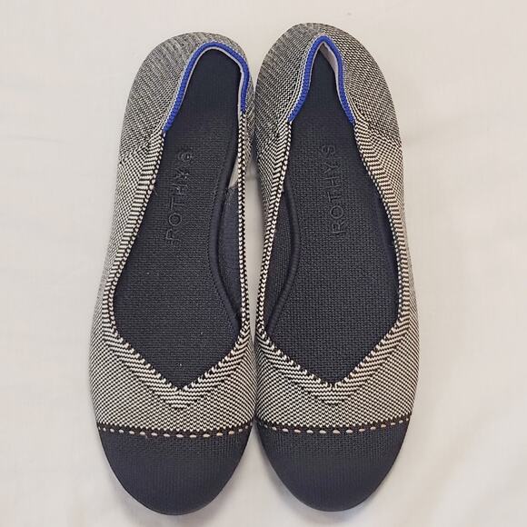 Rothy's Shoes - Rothy's The Point Dune Cap Toe Flats Womens 7 Beige Black Packable Washable